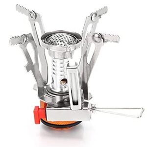 MEETOZ Portable Camp Stove, Ultralight Wind Resistant Camping Stove, Small Mini Hiking Camping Stove with Piezo Ignition for Backpacking, Hiking, Riding, Mountaineering, Camping