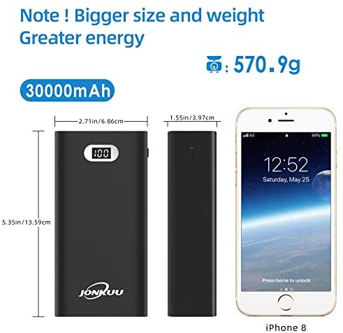 Portable Charger 30000mAh High Capacity Power Banks External Backup Battery Pack 2 USB Ports Quick Charge LCD Display 3 Input Powerpack for iPhone Samsung iPad Huawei Mobile Phones Nintendo Switch - Image 3