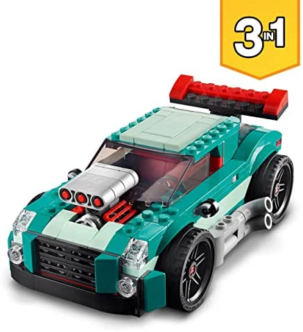 LEGO 31127 Creator 3in1 Street Racer: Race Car Toy to Muscle to Hot Rod Models, Vehicle Building Bricks Set, Gift for Boys and Girls 7 Plus Years Old - Image 2