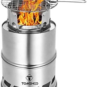 TOMSHOO Camping Stove/Backpacking Stove Portable Folding Windproof Wood Burning Stove Compact Stainless Steel Alcohol Stove Outdoor Camping Hiking Backpacking Picnic BBQ