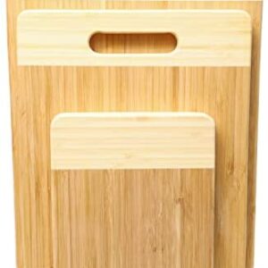 K BASIX Bamboo Cutting Board Set Organic Wooden Cutting Board with Juice Groove for Kitchen-Chopping Food Prep Strong, Durable & Easy Grip Hanging Handles Sustainable Quality Easy to Clean
