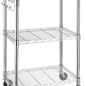 Amazon Basics Microwave Cart on Wheels, Wood/Chrome