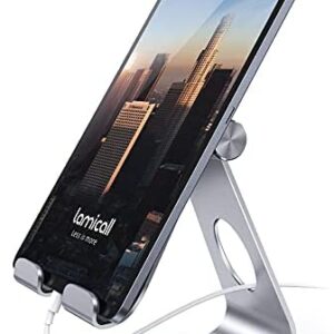 Lamicall Tablet Stand, Adjustable Tablet Holder - Desktop Stand Dock Compatible with New iPad 2021 Pro 9.7, 10.5, 12.9, Air mini 2 3 4 5 6, Switch, Samsung Tab, other Tablets - Silver