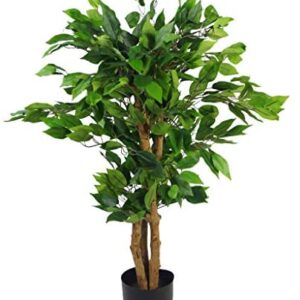 Leaf Artificial Ficus Tree/Plant, Evergreen Bushy, 90cm