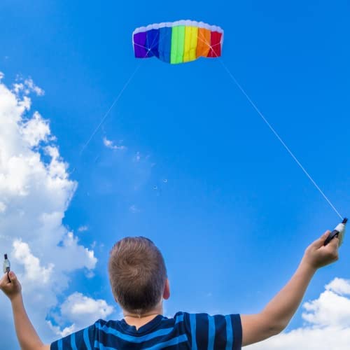 Nicoone Rainbow Kite for Children and Adults, Soft Stunt Sport Parafoil Kite with 30M/ 100FT Rope, Great Outdoor Toys for Beginners, 1. 4M - Image 3