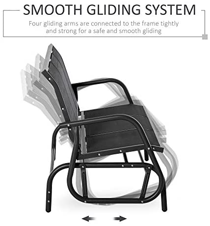 Outsunny 3-Seat Glider Rocking Chair for 3 People Garden Bench Patio Furniture Metal Frame - Image 4