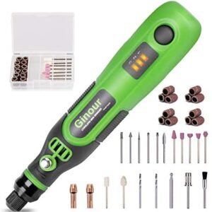 Rotary Tool Cordless, Ginour Rotary Tool 3.7V, Cordless Multitool with 32PCS Accessories, Speed 5000-15000rpm, USB Charging, Suitable for Small DLY Work Polishing, Engraving, Cleaning, Drilling