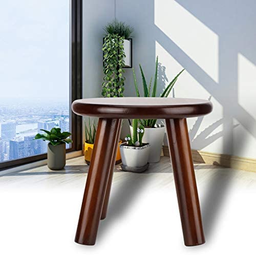 QIRG Wooden Stool, Multipurpose Natural Pine Waterproof Home Styles Wood Bar Stools Safe Stable Rounded Corners Antique Distressed Chic Small Bench with Four Feet for Kids, Children(Round Nut‑Brown) - Image 4