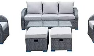 Angelis Grey Rattan Garden Conservatory Patio Sofa Furniture Set