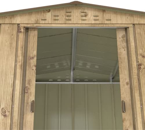 BillyOh 10x8 Garden Storage Shed Outdoor Metal Shed Apex Roof Bike Shed Tool Box Storage Woodgrain Sheds with Sliding Doors (10 x 8FT) - Image 6
