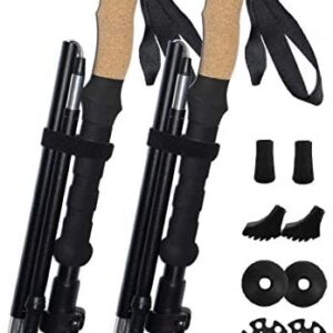 Trekking Poles, Hiking Poles Aluminum Walking Sticks, Collapsible Lightweight Carbon Fiber Telescopic walking Pole for Outdoors Travel Hiking, Camping, Climbing, Backpacking, Walking,Trekking-2pcs