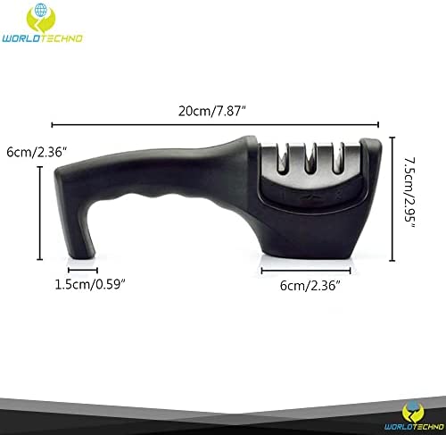 World Techno 3-Stage Knife Sharpener for Sharpening Kitchen Knives - Ergonomic Design with Strong Base Grip - Manual Knife Sharpening Tool to Repair, Restore and Polish Blades - Image 3