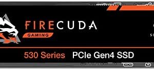 Seagate FireCuda 530, 1 TB, Internal SSD, M.2 PCIe Gen4 ×4 NVMe 1.4, transfer speeds up to 7,300MB/s, 3D TLC NAND, 1,275TBW, 1.8M MTBF, For PS5/PC, 3 year Rescue Services (ZP1000GM3A013)