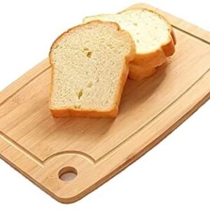 HARRIX Wooden Chopping Boards, Bamboo Cutting Board with Deep Juice Grooves & Hook for Food Prep, Professional Carving Board for Meat, Cutting Vegetables, Cheese & Much More (S - 28×18cm)
