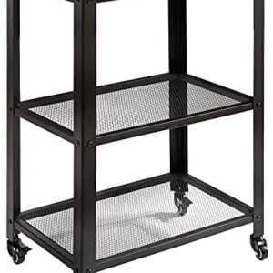 IBUYKE Serving Cart Trolley 60x40x81cm, Industrial Kitchen 3 Levels Shelves, Rolling Utility Cart with 4 Wheels, Heavy Duty Storage Organiser for Kitchen living room TMJ011H