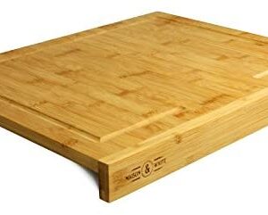 Counter Edge Bamboo Chopping Board | Secure Wooden Kitchen Cutting Board | 100% Natural, Durable Bamboo | M&W