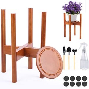 OBOVO Adjustable Plant Stand, Extendable Plant Stands for Indoor Outdoor with Planter Pot Tray, Sprayer Bottle, 3 Gardening Tools and 8 Non-Slip Foot Pads