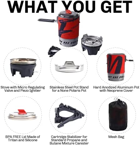 Fire Maple Polaris Cooking System | Portable Camping Backpacking Stove with Micro Regulated Valve | Electric Jet Burner Pot Set | Ideal Camp Water Boiler for Hiking Fishing Trekking Hunting (Black) - Image 3