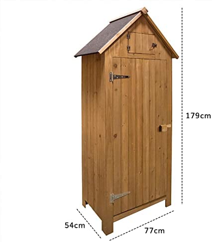 AIRWAVE Outdoor Bideford Garden Wooden Storage Cabinet/Tool Shed H179 x W77 X D54cm (Natural) - Image 3