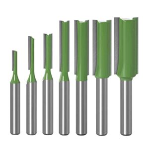 1/4" Shank Flush Trim Router Bit Set 7Pcs Straight Router Bit Set Straight Milling Cutter for DIY Woodworking Tools