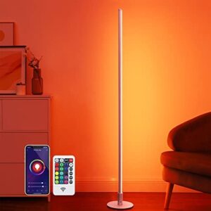 EDISHINE Modern LED Corner Floor Lamp with Remote, Smart WiFi RGBW Color Mood Lighting Work with Alexa, Google Assistant, Minimalist Dimmable Standing Lamp for Living Room, Bedroom, Office