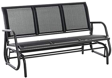 Outsunny 3-Seat Glider Rocking Chair for 3 People Garden Bench Patio Furniture Metal Frame