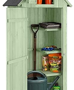 CHRISTOW Small Garden Shed, Tall Slim Wooden Outdoor Storage Shed, Compact Utility Sentry Unit, Slope Roof, Lockable Door, Shelves, Roof Hatch, 6ft