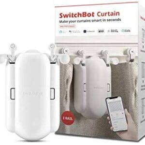 SwitchBot Curtain Smart Electric Motor - Wireless App or Automate Timer Control, Use SwitchBot Hub Mini to be Compatible with Alexa, Google Home, HomePod, IFTTT (I-Rail, White)