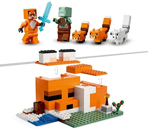 LEGO 21178 Minecraft The Fox Lodge House Animals Toy for Boys and Girls 8 plus Years Old, Set with Drowned Zombie - Image 4