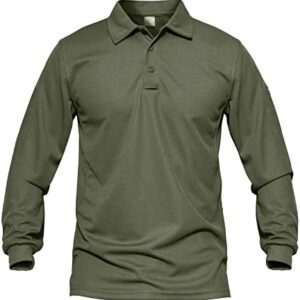 MAGCOMSEN Men's Quick Dry Long Sleeve Polo Shirts for Casual Military Golf Hiking