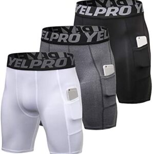 Lixada Men's 3 Pack Performance Shorts Active Workout Underwear Base Layer Tights Short Leggings
