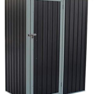 Charles Bentley 4.7ft x 3ft Metal Storage Shed Small Grey Roof Door Apex DIY Tools, Steel Structure