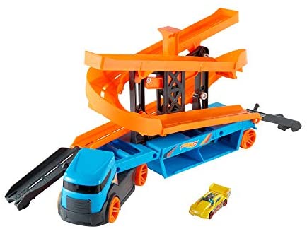 Hot Wheels City Lift & Launch Hauler Vehicle with Storage for up to 20 1:64 Cars, Lift and Launch Feature and 1 Hot Wheels Car, for 3 Year Olds and Up - GNM62 - Image 4