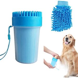 Portable Dog Paw Cleaner Cup Set,2-in-1 Silicone Dog Paw Washer Cup With Chenille Towel,With Strong Water Absorption.for Medium and Large-sized Dogs