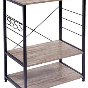 WOLTU Kitchen 3 Shelves Unit Storage Microwave Shelf, Heavy Duty Storage Freestanding Unit Corner Shelves Unit Wood and Steel Made Rustic Wooden Colour Rack