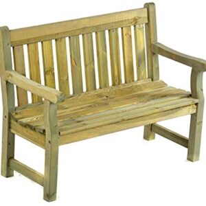 BrackenStyle Darwin Bench - Scandinavian Pine Park and Garden Bench - 2 Person (2 Colours) (Green Pine)