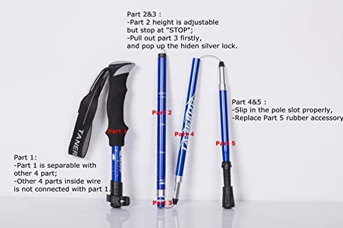Trekking Pole, Collapsible Walking Hiking Stick for Men Women, Ultralight Aluminum Ski Pole with EVA Grip - Image 3