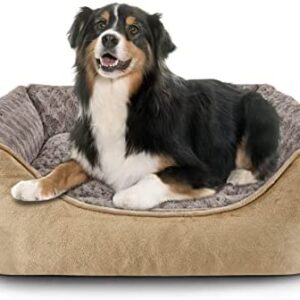 JOEJOY Dog Bed Large Washable - Calming Dog Bed Anti-Anxiety Dog Bed Rectangle Dog Bed with Soft Cosy Plush - Pet Bed Size Small | Medium | Large Mattress Mat For Dog, Beige, 35in