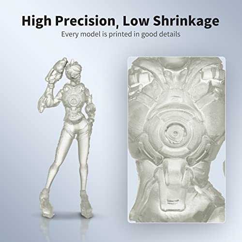 ANYCUBIC Water Washable 3D Printer Resin, 405nm LCD UV-Curing Photopolymer Resin with High Precision and Low Shrinkage for LCD/DLP/SLA 3D Printing(Clear,500g) - Image 3