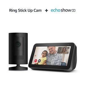 Ring Stick Up Cam by Amazon + Echo Show 5 (2nd gen - 2021 release, Black), smart display with Alexa | Battery powered, HD security camera with Two-Way Talk