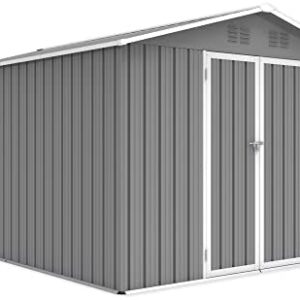 Garden Shed Metal by Garden Universe 8' x 10' Storage Grey FREE Base Frame GS8x10-Grey
