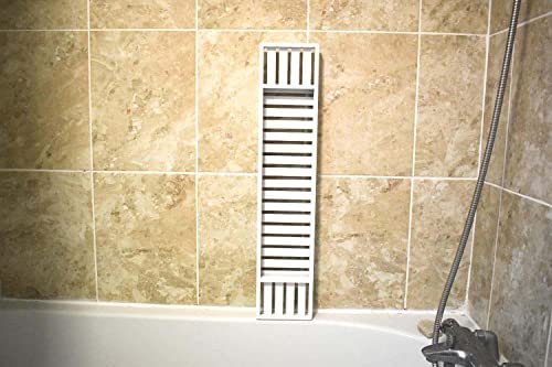 Bamboo Bath Caddy Tray Bridge - White Bath Caddy Wooden Bamboo Bathtub Tray Rack Tidy Bathroom Shelf Organizer Storage Bath Table for Reading , Tablet, Kindle, Wine Glass Bath Accessories - Image 3
