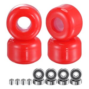 sourcing map 4pcs Skateboard Wheels 54mm OD Red with ABEC-9 Ball Bearings Spacers