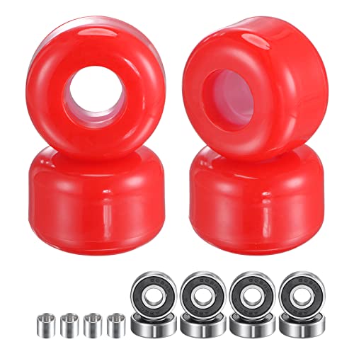 sourcing map 4pcs Skateboard Wheels 54mm OD Red with ABEC-9 Ball Bearings Spacers