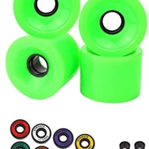 lerwliop Skateboard Wheels Bearings Longboard Washers Kit Park Board Replacement Parts Longboarding Repair Accessories, Green