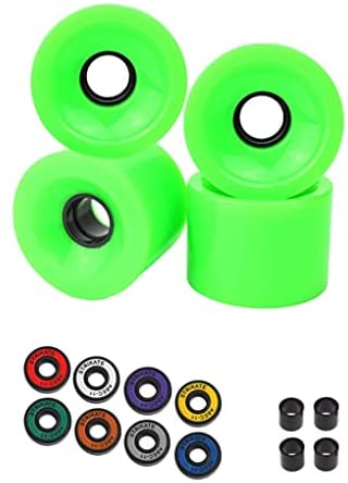 lerwliop Skateboard Wheels Bearings Longboard Washers Kit Park Board Replacement Parts Longboarding Repair Accessories, Green