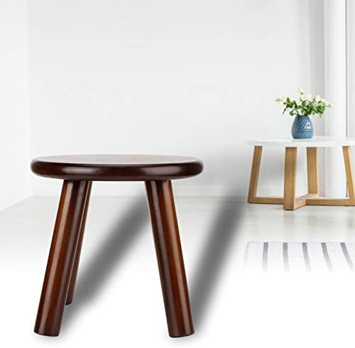 QIRG Wooden Stool, Multipurpose Natural Pine Waterproof Home Styles Wood Bar Stools Safe Stable Rounded Corners Antique Distressed Chic Small Bench with Four Feet for Kids, Children(Round Nut‑Brown) - Image 5