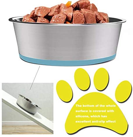 SUOXU Thick Stainless Steel Dog Bowls, Pet Feeding Bowls, Dog Cat Plate Bowls With Non-slip silicone Bases,Puppy cat Feeder Bowls and Water Bowls(S-14cm) - Image 3