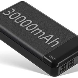 JONKUU Portable Phone Charger 30000mAh 4-Port High-Speed Output Power Bank Battery Pack External Battery for iPad Pro iPhone 11 Pro Max XR SE Galaxy S20 S10 Note 10 Pixel 3 Niendo Switch (Black)