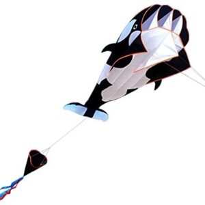 Lixada 3D children adults kites Giant frameless soft parafoil giant whale kite, single line kite Best large beach kite, 120 * 215cm, with storage bag
